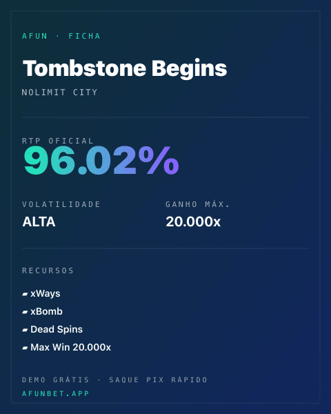 Ficha técnica de Tombstone Begins: RTP, volatilidade e ganho máximo na Afun